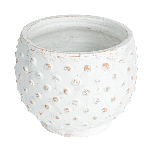 Creative Co-Op Distressed Terra Cotta Hobnail Planter, White