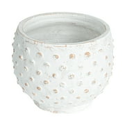 Creative Co-Op Distressed Terra Cotta Hobnail Planter, White