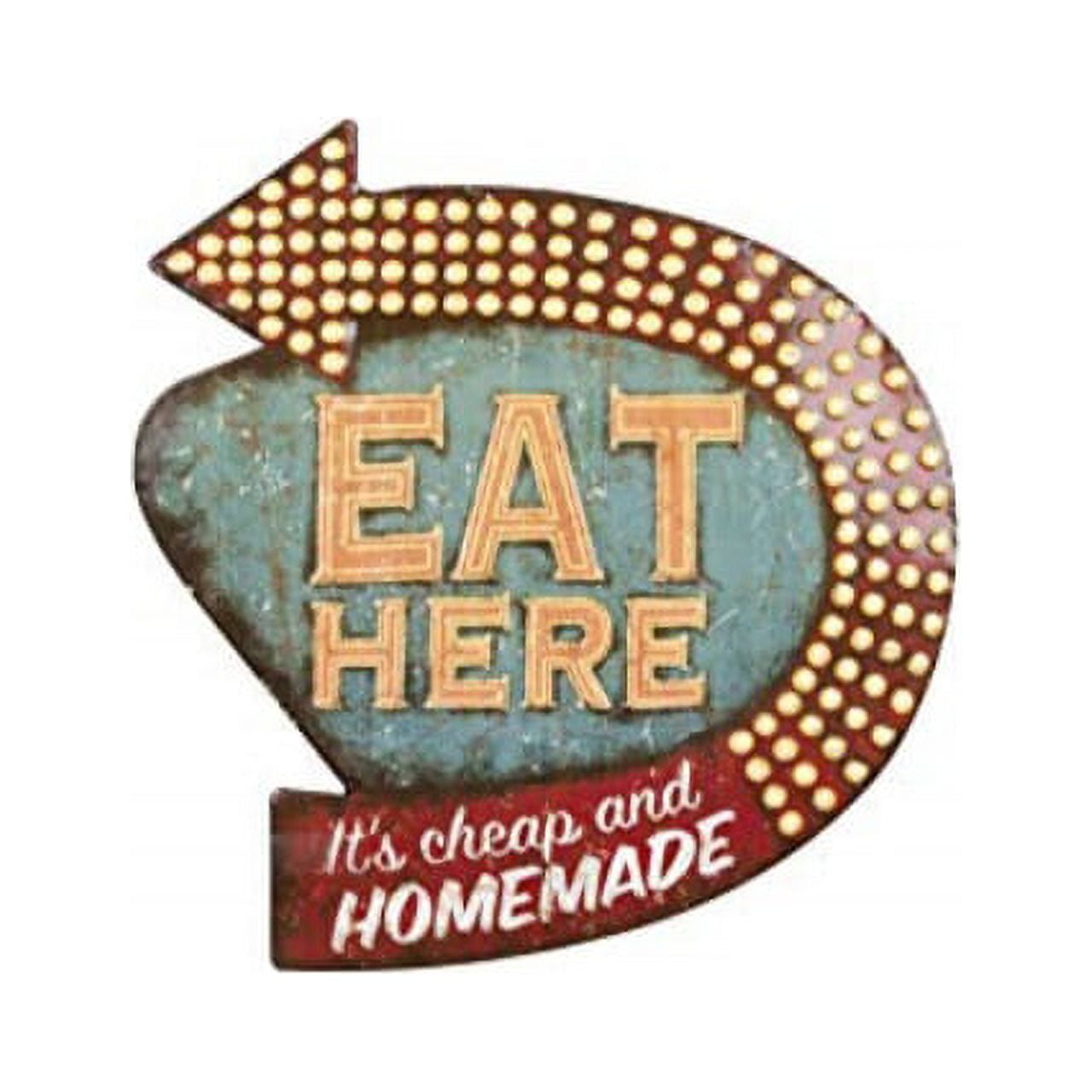 Vintage Multicolor Tin Eat Here Wall Decor Sign