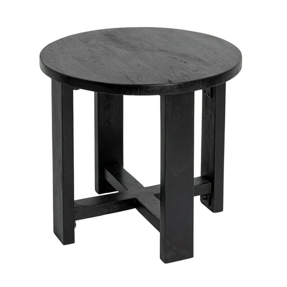 Creative Co-Op Elegant Acacia Trestle Round End Table, Black