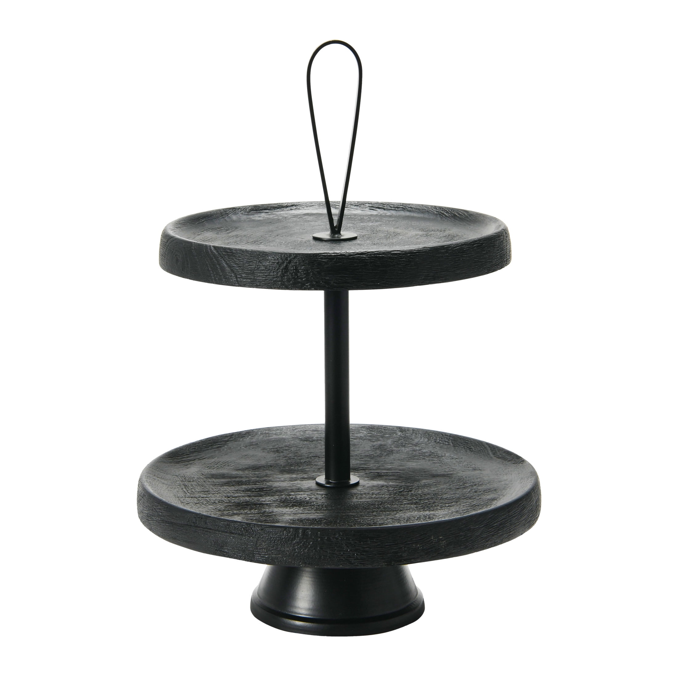 Elegant Black Mango Wood 2-Tiered Cake and Dessert Stand