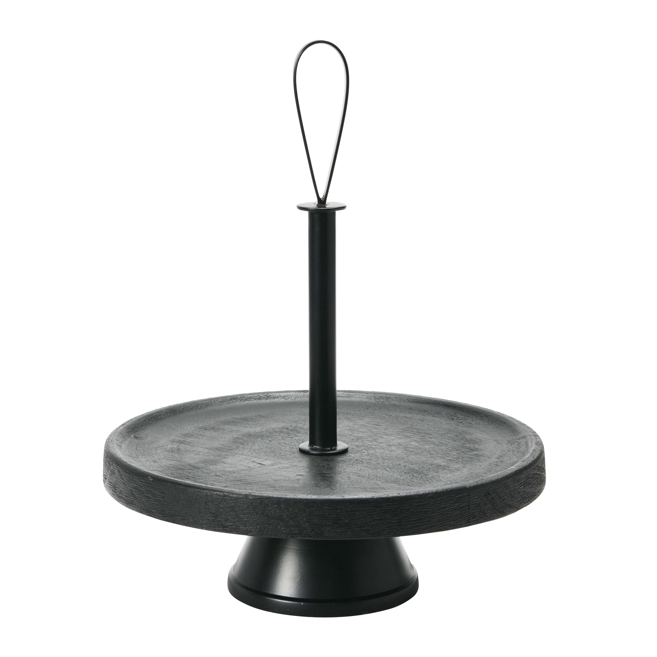 Creative Co-Op Elegant Modern Tray, Cake Stand or Desert Serve ware stand, Black