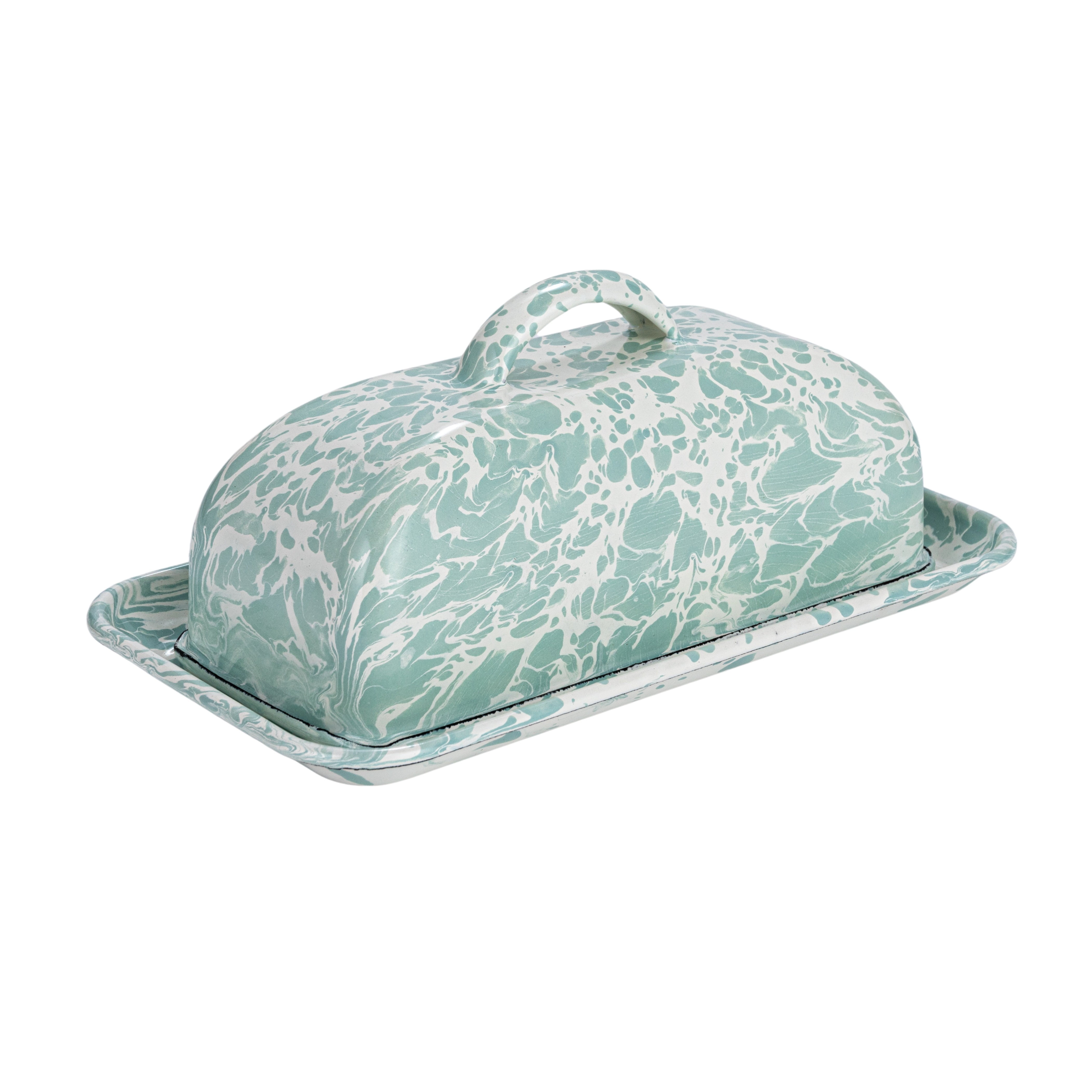Enameled Splatterware Butter Dish