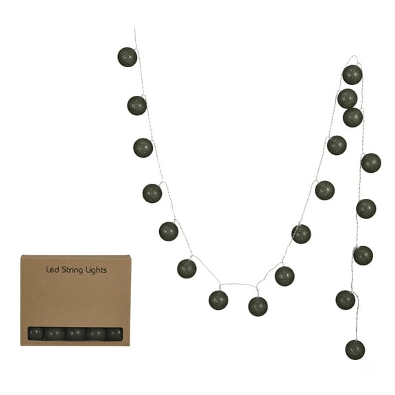 Creative Co-Op Fabric String Ball Lights with Plastic Cord and 20 Lights, Green