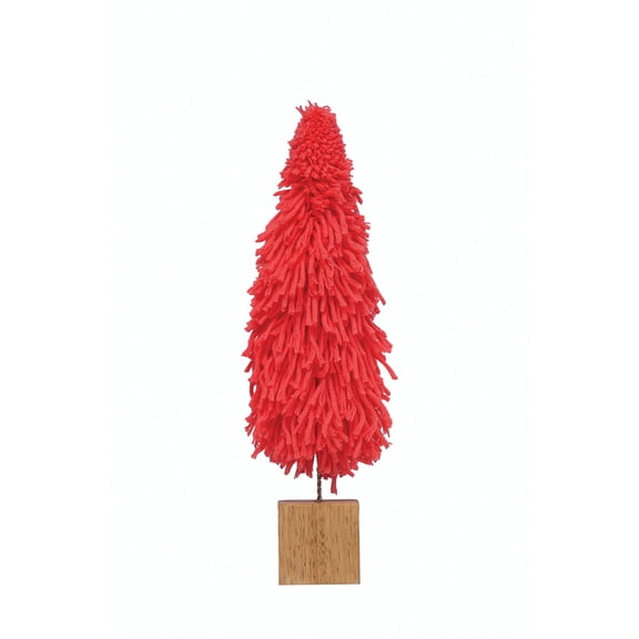 Creative Co-Op Fabric Yarn Tree with Wood Block Base, Hot Pink