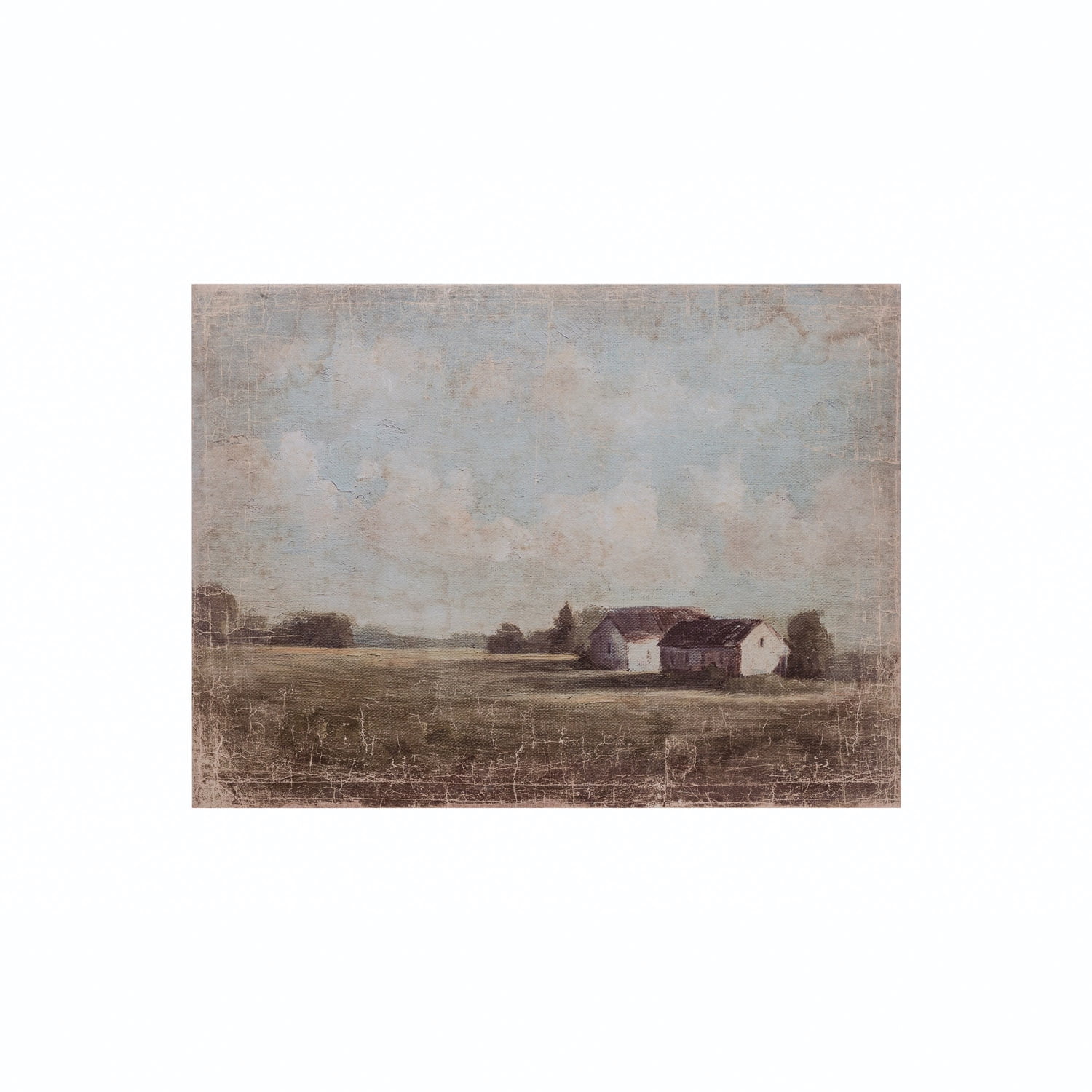 Farmhouse Landscape Canvas Wall Art with Pine Wood Frame