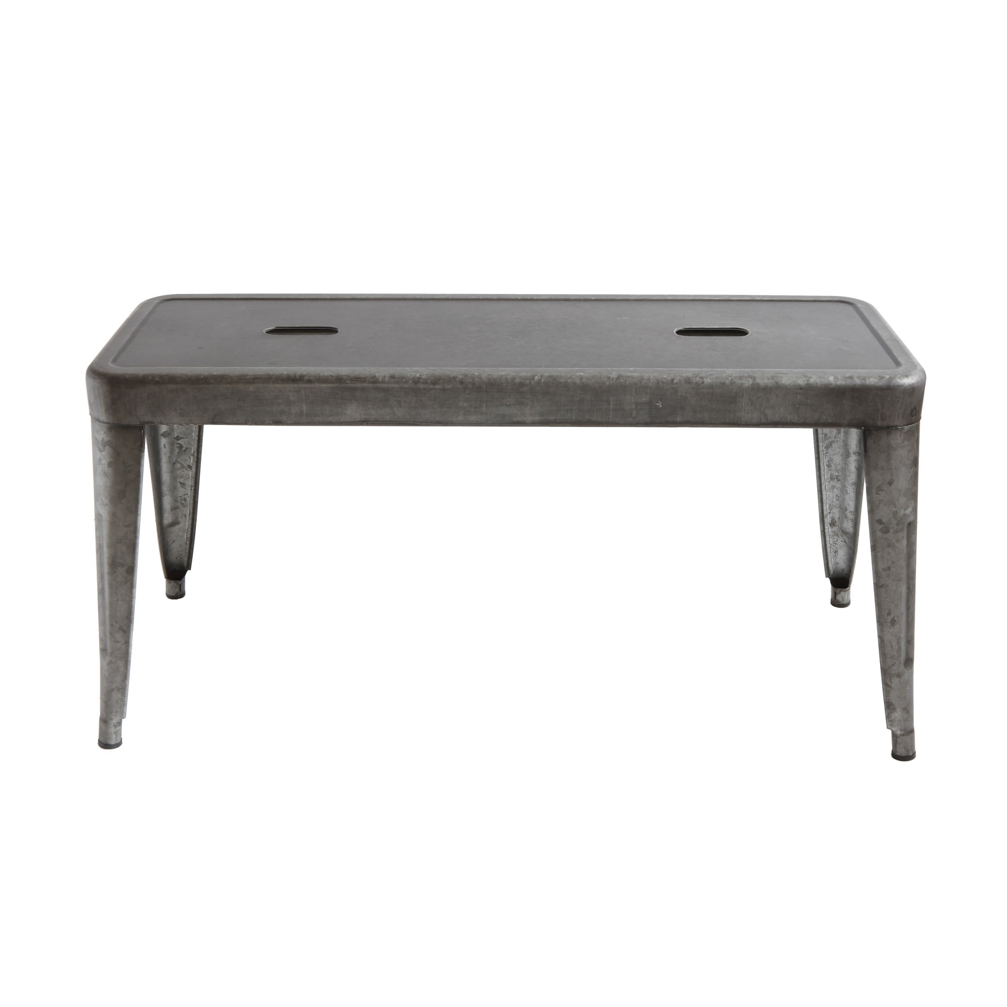 Sleek 40'' Galvanized Metal Bench in Grey and Brown