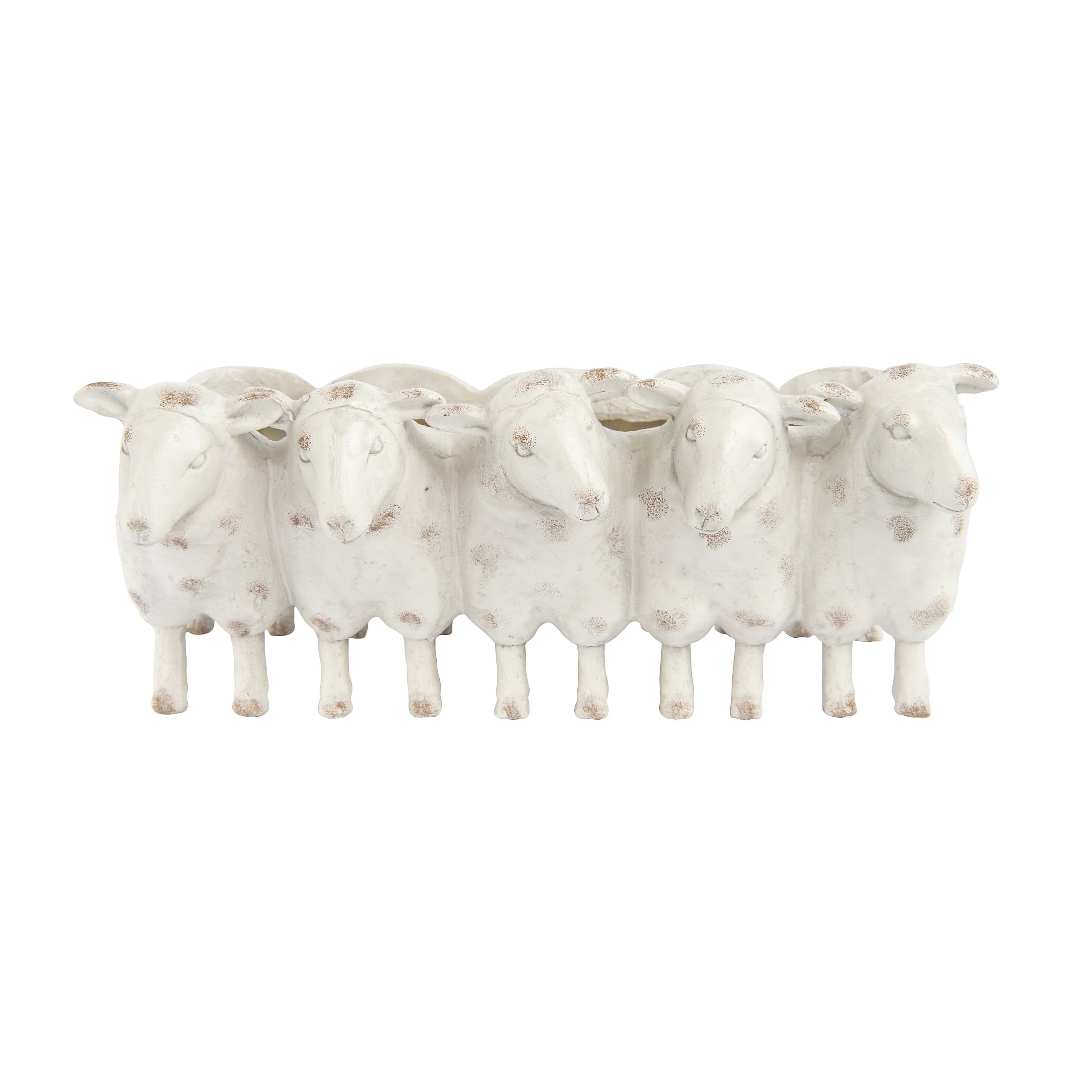 Farmhouse White Resin Sheep Figurine Planter, 13 in