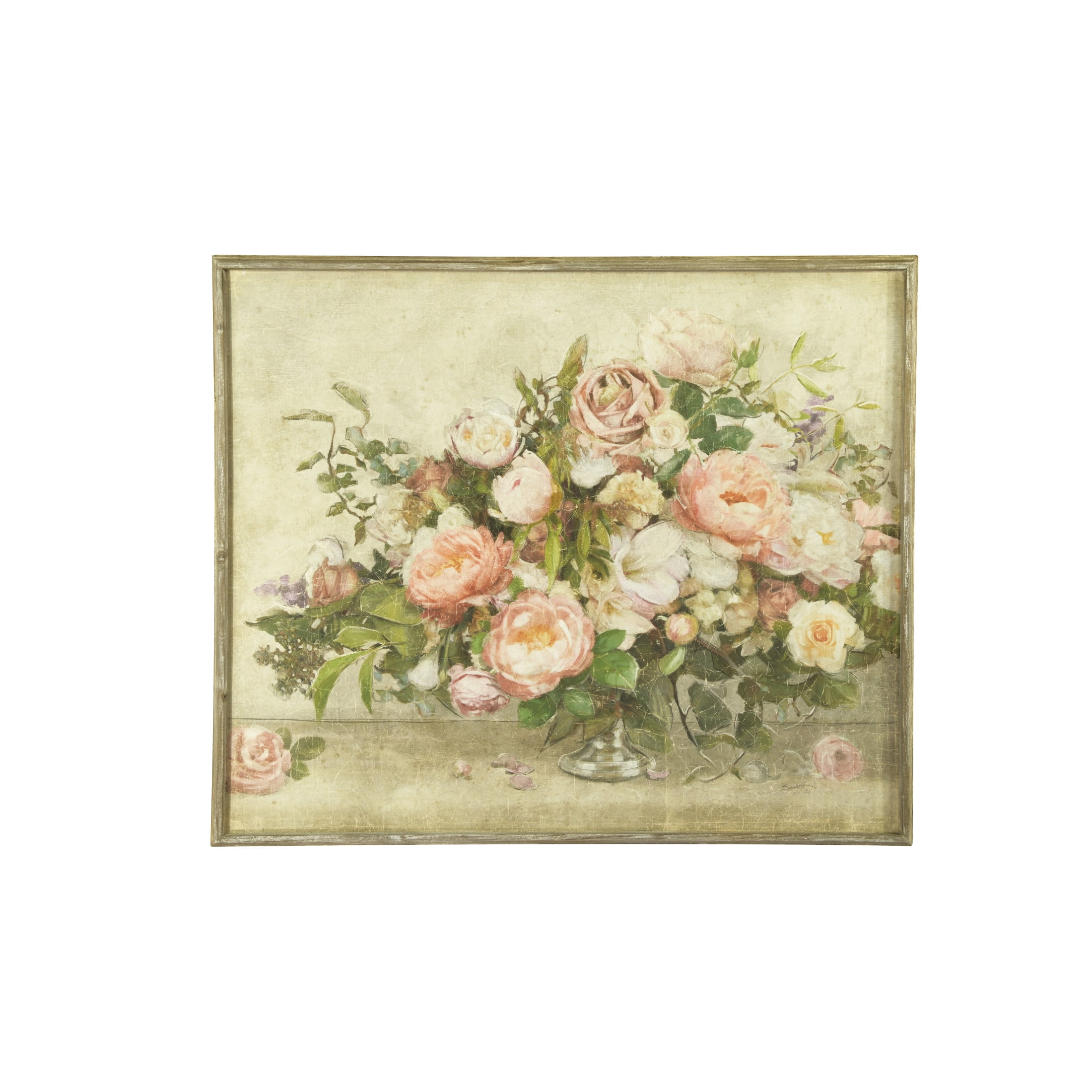 Creative Co-Op Floral Bouquet Wood Framed Wall Art Portrait, Multicolor