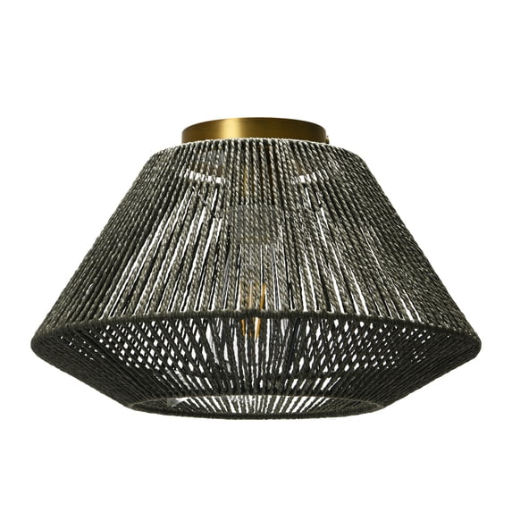 Creative Co-Op Flush Mount Ceiling Light with Woven Paper Rope Shade, Grey