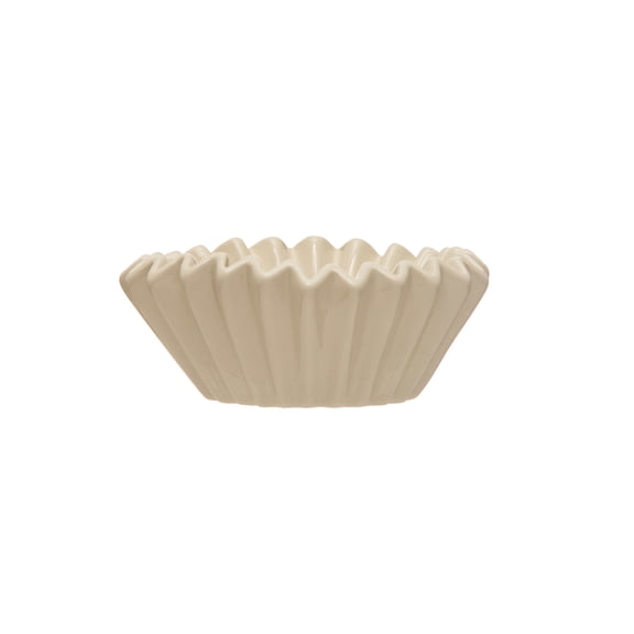 Creative Co-Op Fluted Stoneware Bowl, White