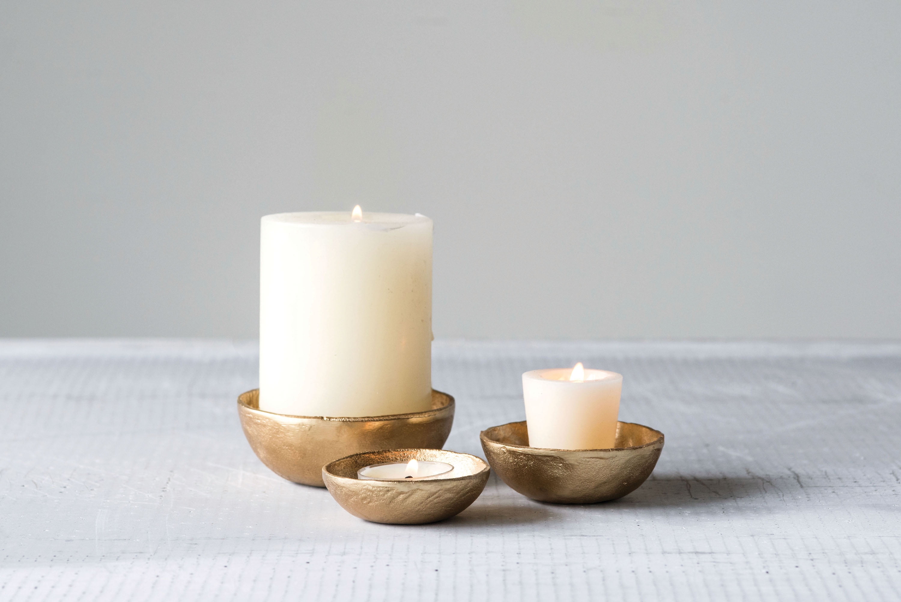 Gold Handcrafted Cast Aluminum Decorative Bowls Set