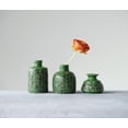 thumbnail image 1 of Creative Co-Op Green Embossed Stoneware Vases (Set of 3 Sizes), 1 of 2