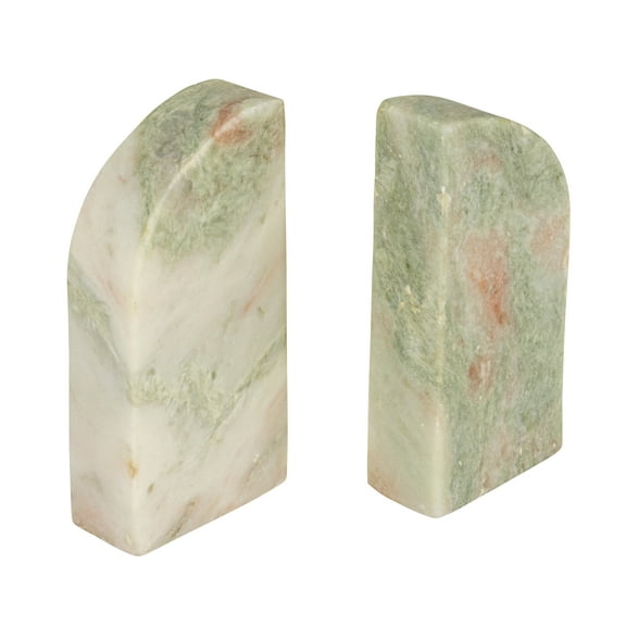 Creative Co-Op Half Arch Marble Bookends, Green