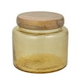 thumbnail image 1 of Creative Co-Op Hammered Glass Jar with Mango Wood Lid, Yellow and Whitewashed, 1 of 5