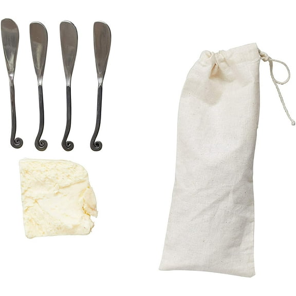 Creative Co-Op Hand Forged Canape Knives with Black Handles (Set of 4 Pieces