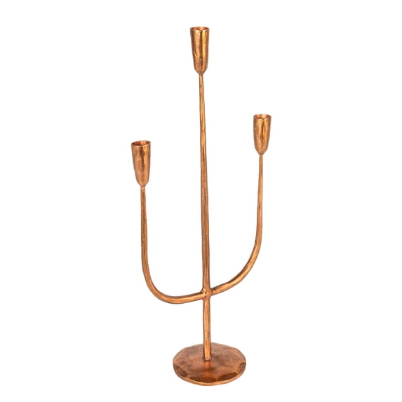 Creative Co-Op Hand-Forged Metal Candelabra, Antique Copper Finish
