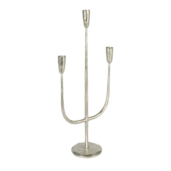 Creative Co-Op Hand-Forged Metal Candelabra, Silver Finish