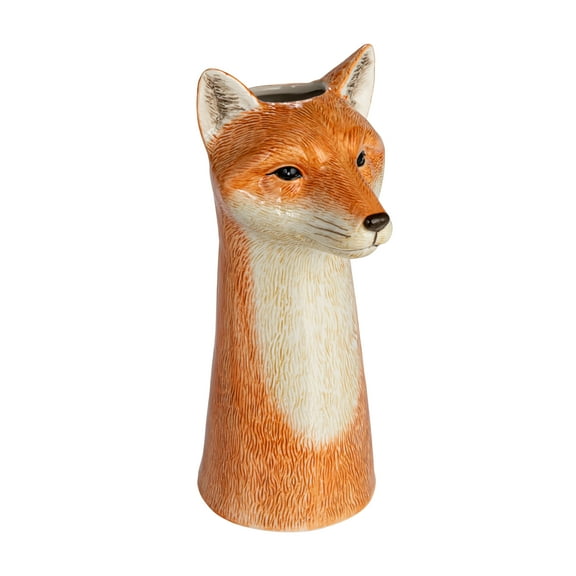 Creative Co-Op Hand-Painted Decorative Stoneware Fox Vase, Orange