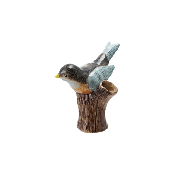Creative Co-Op Hand-Painted Stoneware Bird Vase, Multicolor