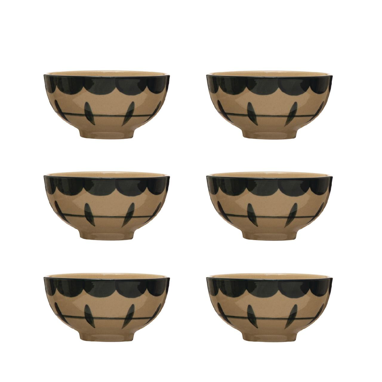 Creative Co-op Hand-Painted Stoneware Serving Bowl