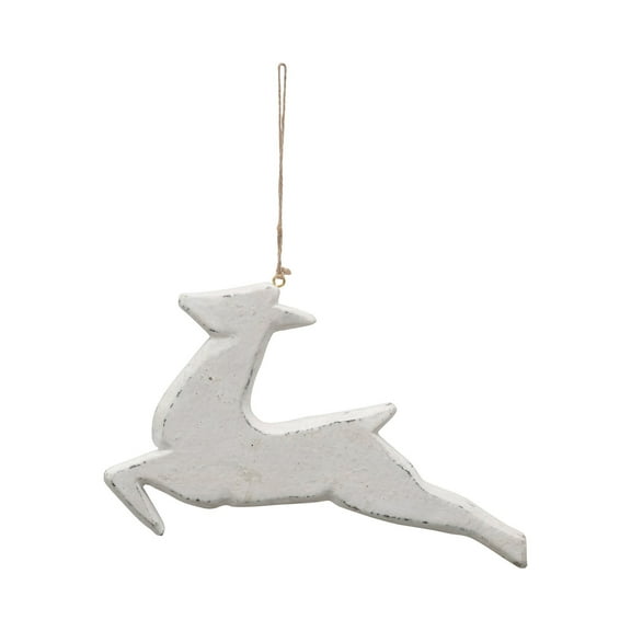 Creative Co-Op Handmade Paper Mache Deer Ornament, White
