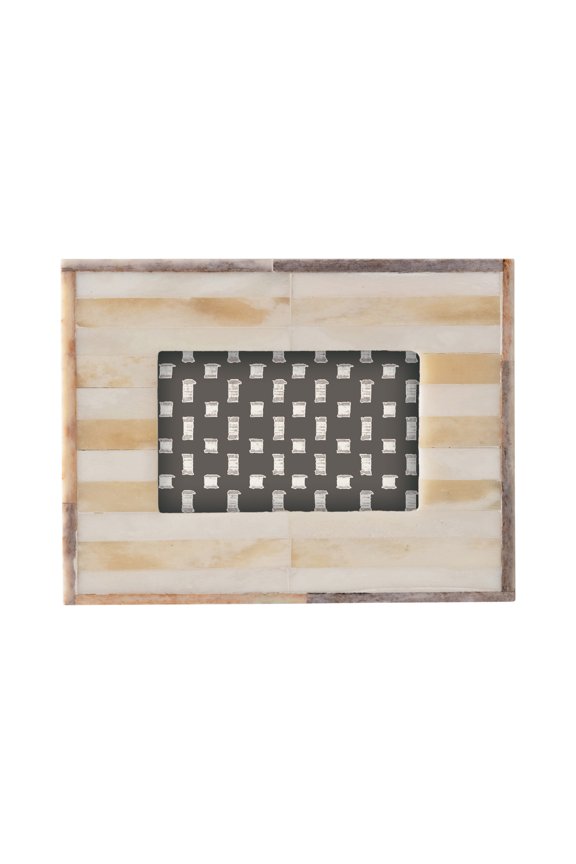 Handmade Two-Tone Bone & MDF Photo Frame, Natural (Holds 2" x 3" Photo)