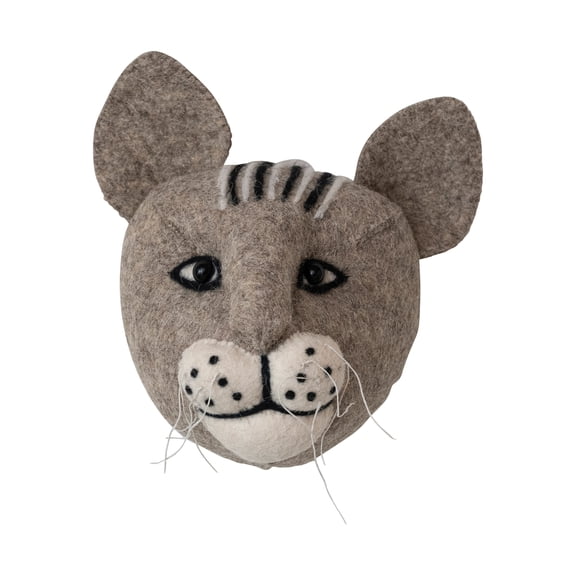 Creative Co-Op Handmade Wool Felt Cat Head Wall Hanging, Multicolor