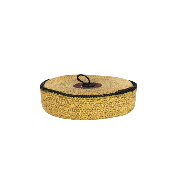 Creative Co-Op Handwoven Seagrass Nesting Baskets with Stripes and Lid, Multi-color, Set of 5