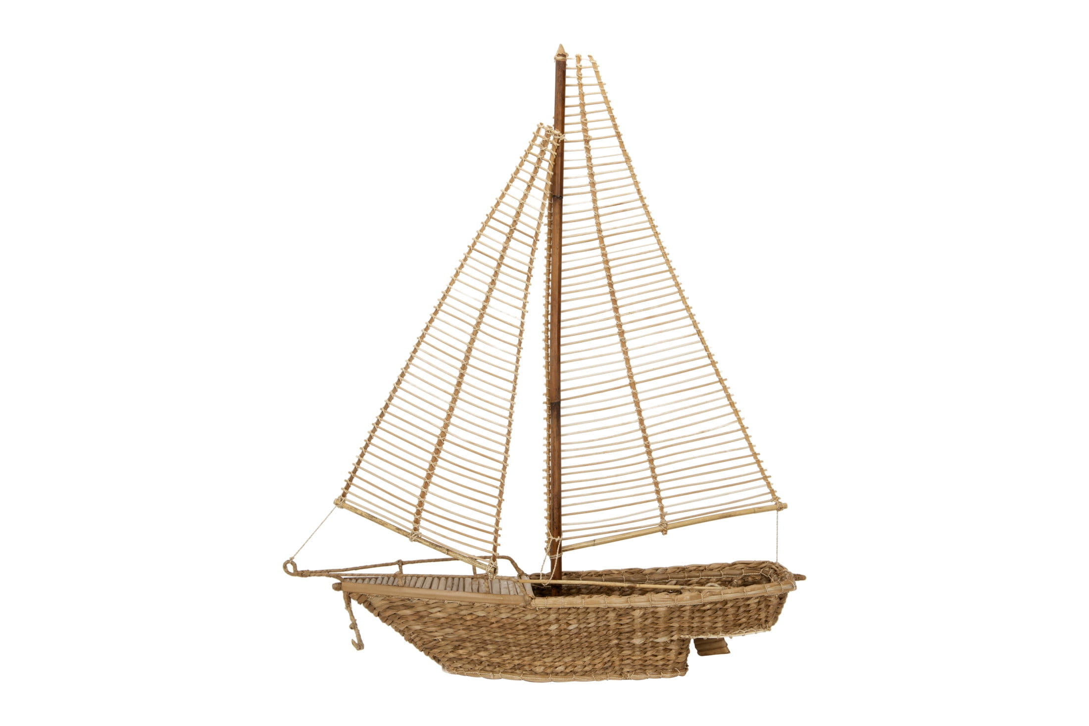 Creative CoOp Handwoven Water Hyacinth & Rattan Sailboat