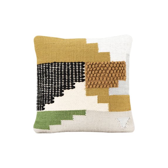 Creative Co-Op Handwoven Wool Kilim Pillow, Multicolor