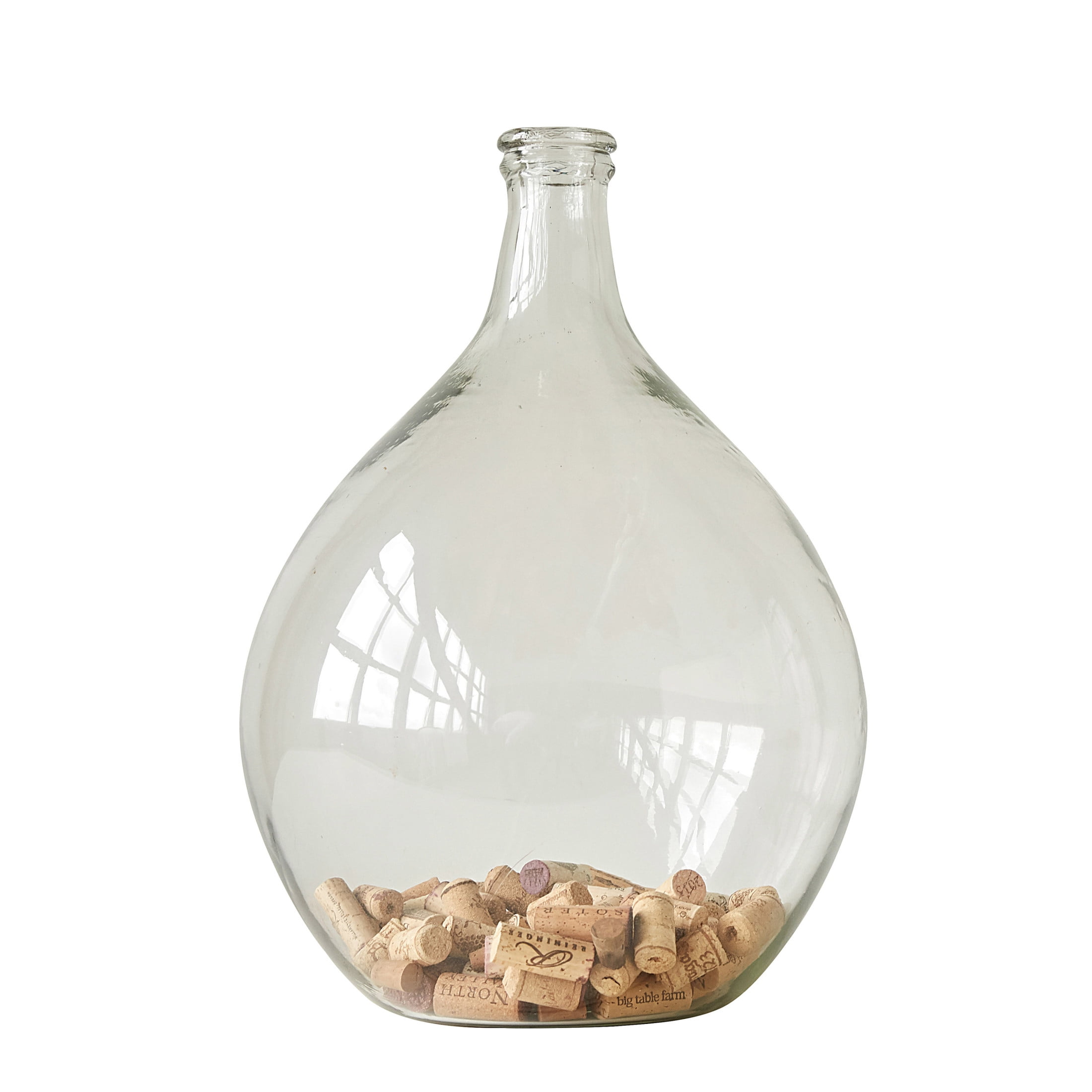 Large Clear Glass Decorative Bottle with High Neck
