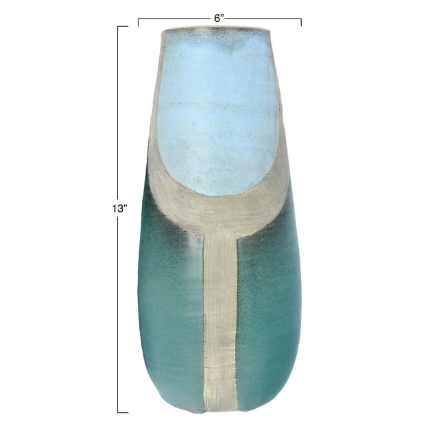Creative Co-Op Large Terracotta Vase with Hand-Painted Design