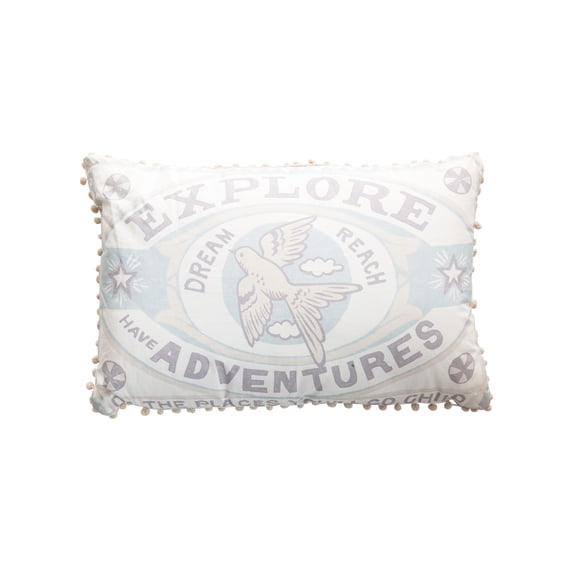 Creative Co-Op Lumbar Multi Color "Explore Have Adventures" © Cotton Pillow
