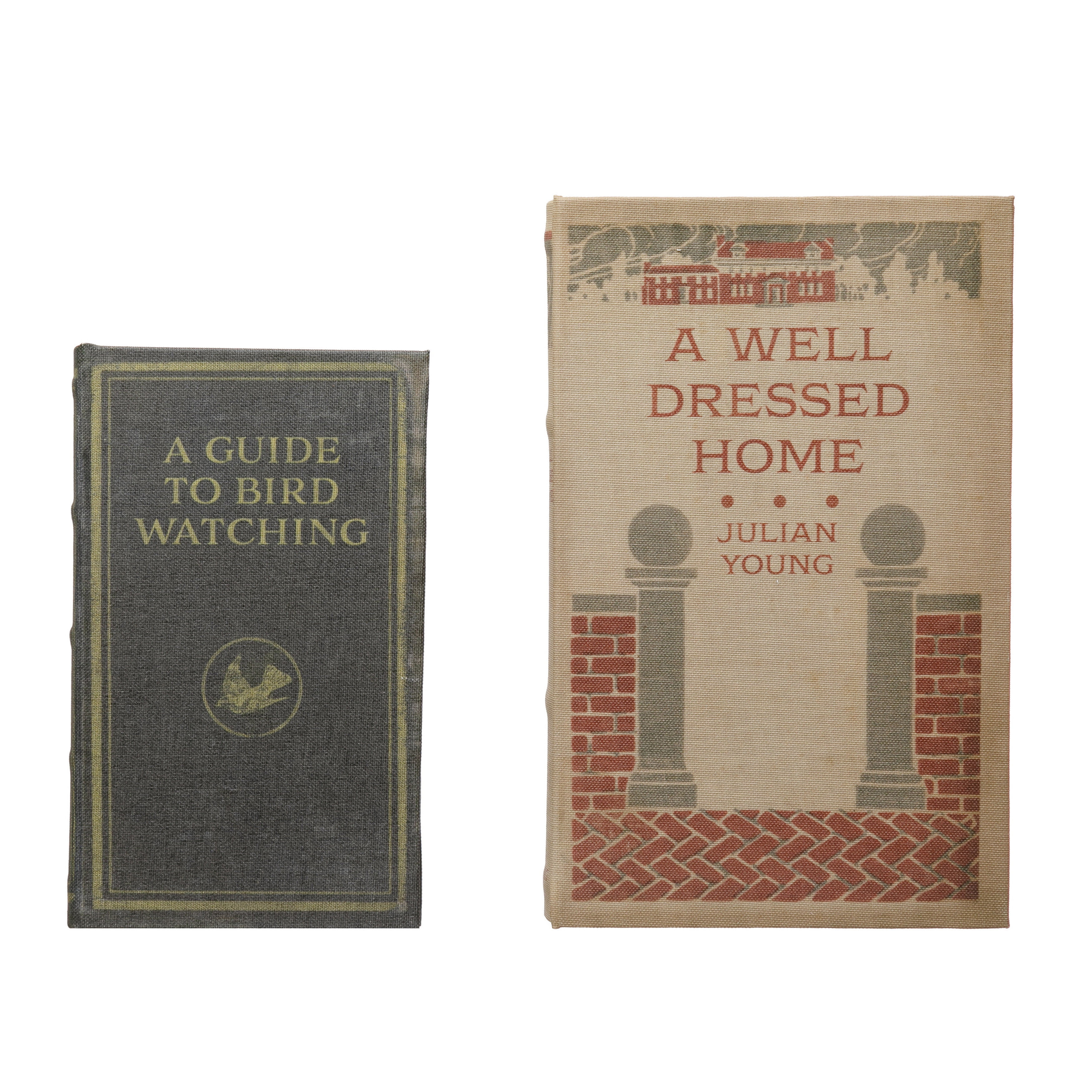 Vintage Style MDF and Canvas Book Storage Boxes, Set of 2