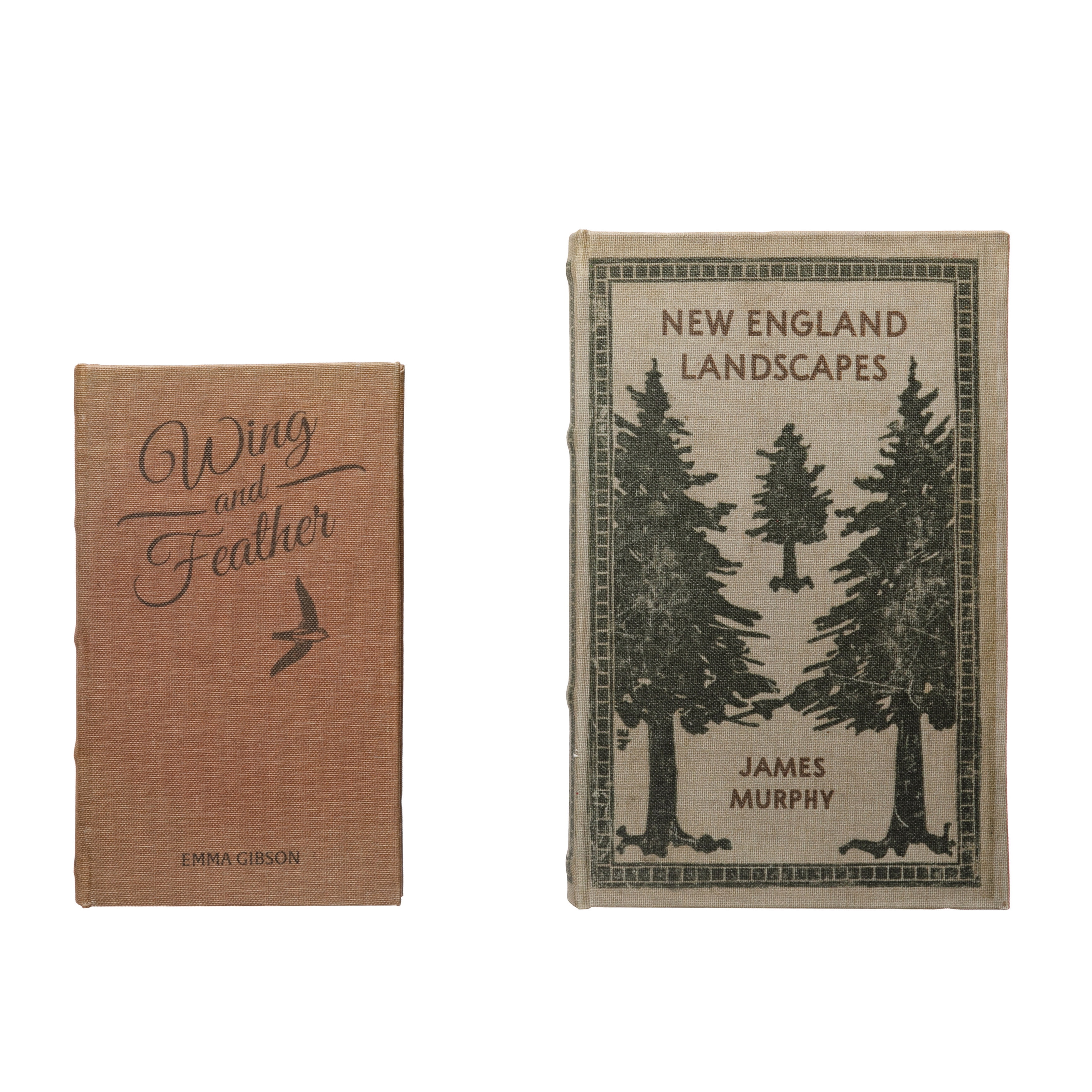 Vintage Brown and Beige Canvas Book Storage Boxes Set