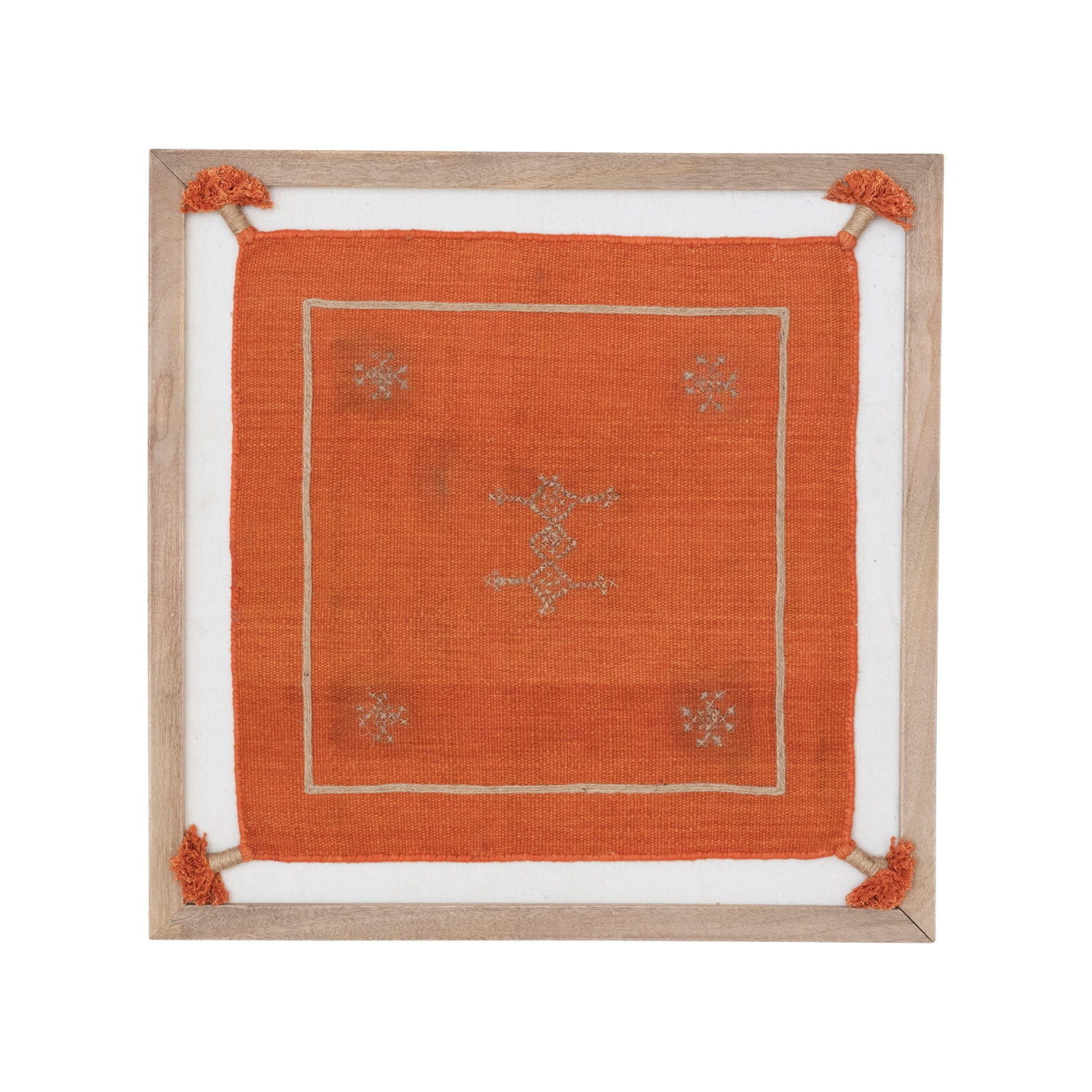 Creative CoOp Mango Wood and MDF Framed Cotton and Jute Textile with