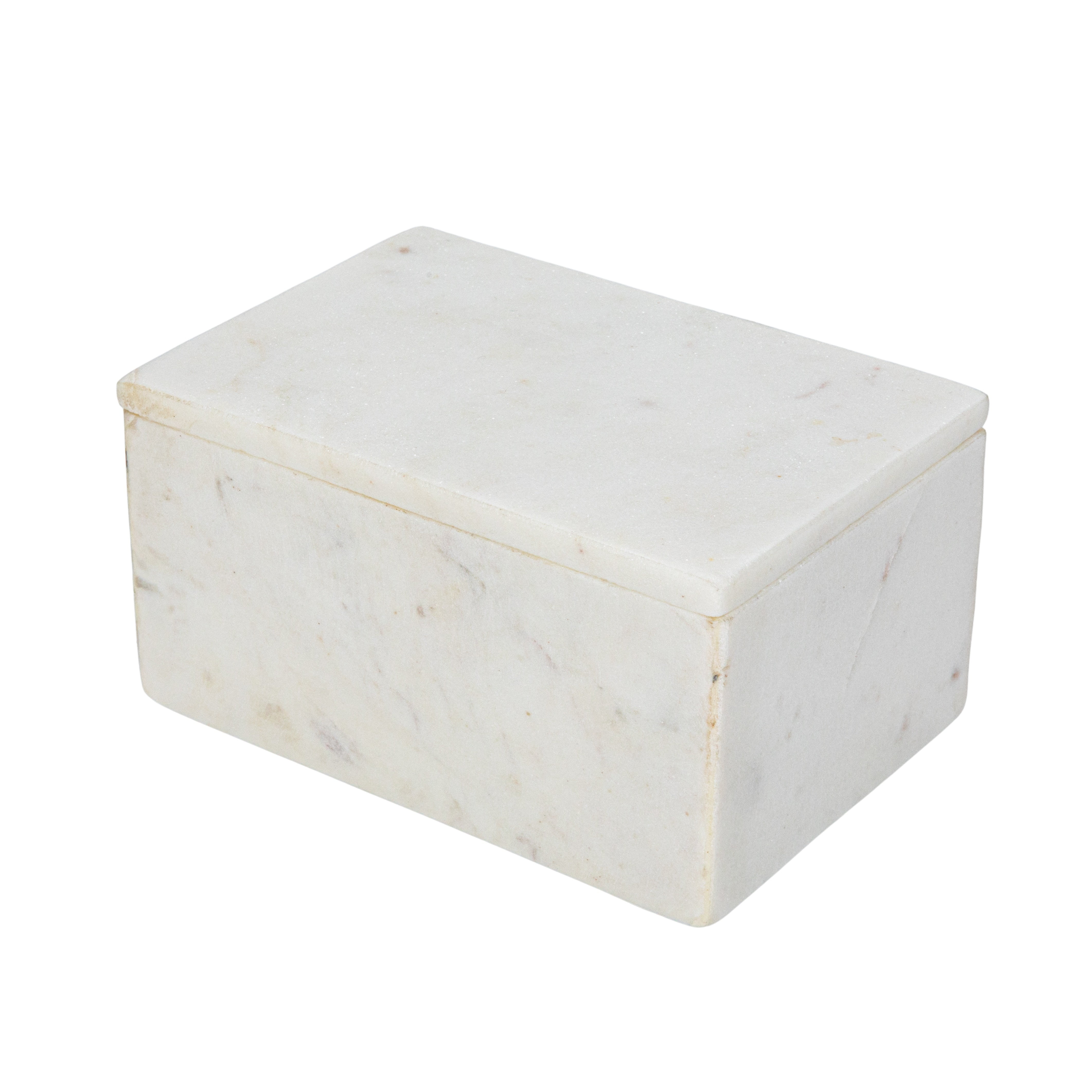 White Rectangular Marble Storage Box with Lid