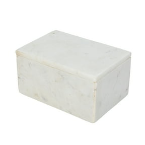 Creative Co-Op Marble Box Storage Container with Lid, White
