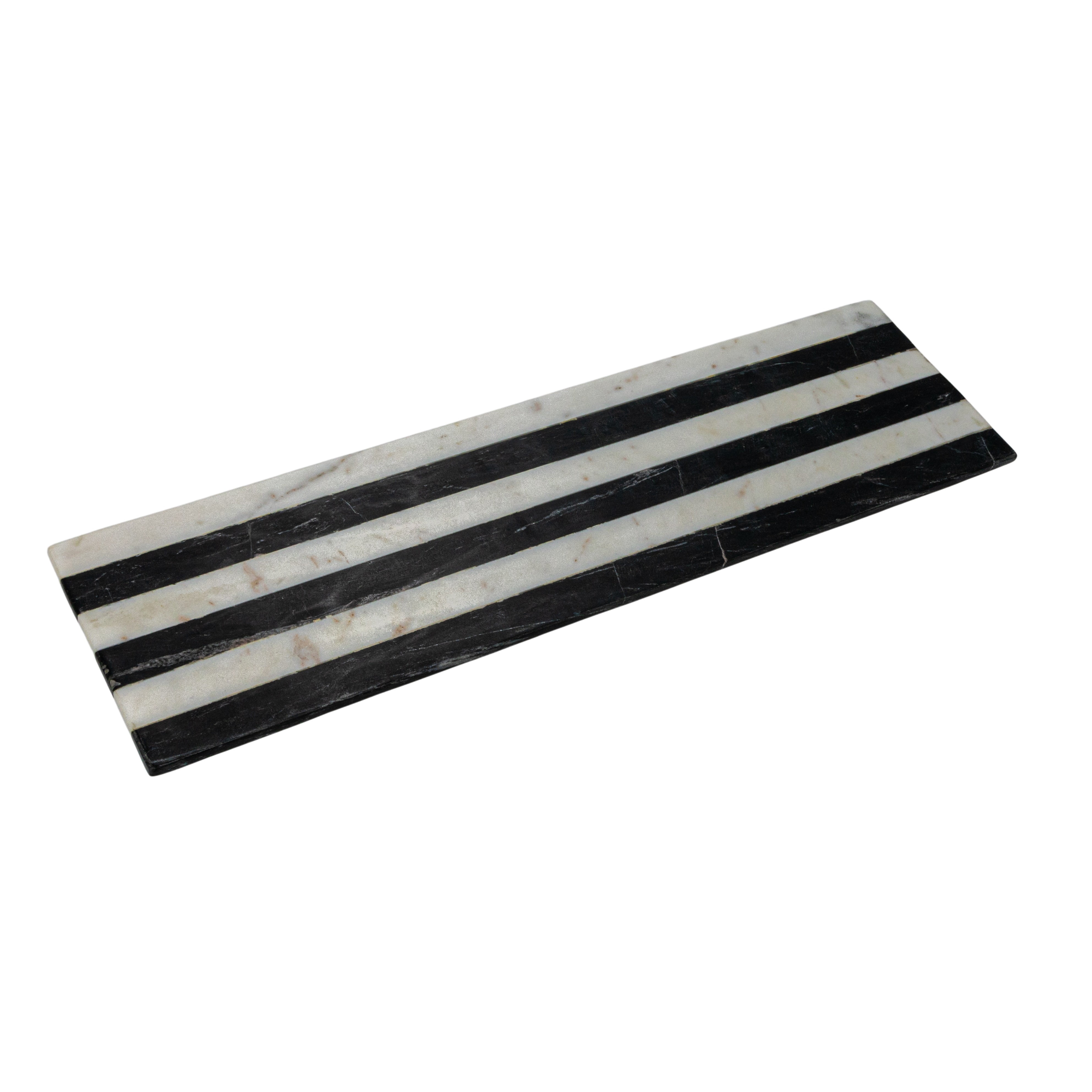 Creative Co-Op Marbled Resin Cheese Board - 12.5x9.5 Inch Striped Serving Platter With Handle