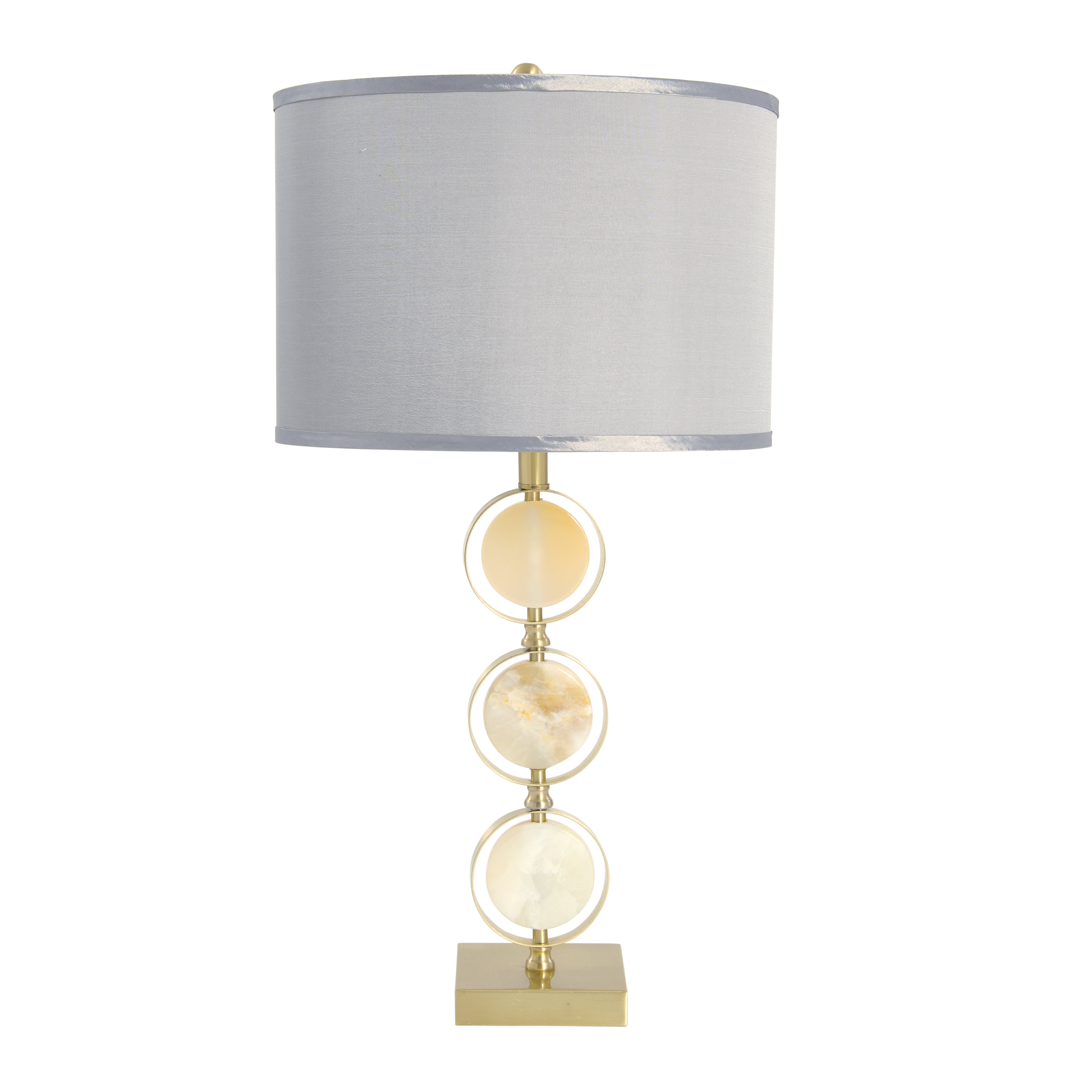 Creative Co-Op Marble & Metal Table Lamp with Natural Linen Shade