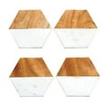 thumbnail image 1 of Creative Co-Op Marble and Natural Mango Wood Coasters (Set of 4), Hexagon, Multicolored, 1 of 5