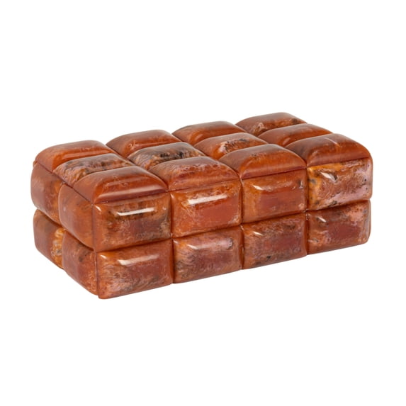 Creative Co-Op Marbled Resin Studded Box, Amber