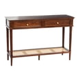 thumbnail image 1 of Creative Co-Op Maxwelton Solid Wood Console Table with 2 Drawers and Woven Cane Storage Shelf, Dark Chestnut and Natural, 1 of 10
