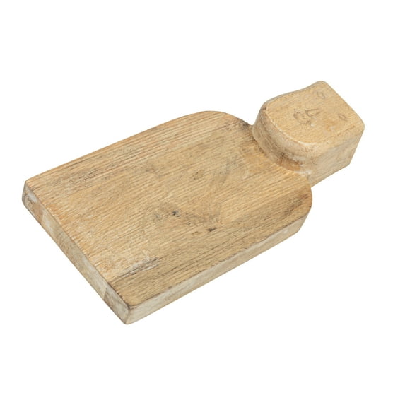 Creative Co-Op Medium Hand-Carved Mango Wood Cheese Slicer and Cutting Board with Face Handle Design and Combed Finish, Natural