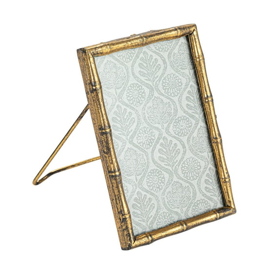 Creative Co-Op Metal Bamboo-style Photo Frame, Gold (Holds 4" x 6" Photo)