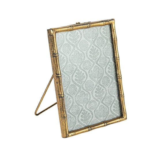 Creative Co-Op Metal Bamboo-style Photo Frame, Gold (Holds 5" x 7" Photo)