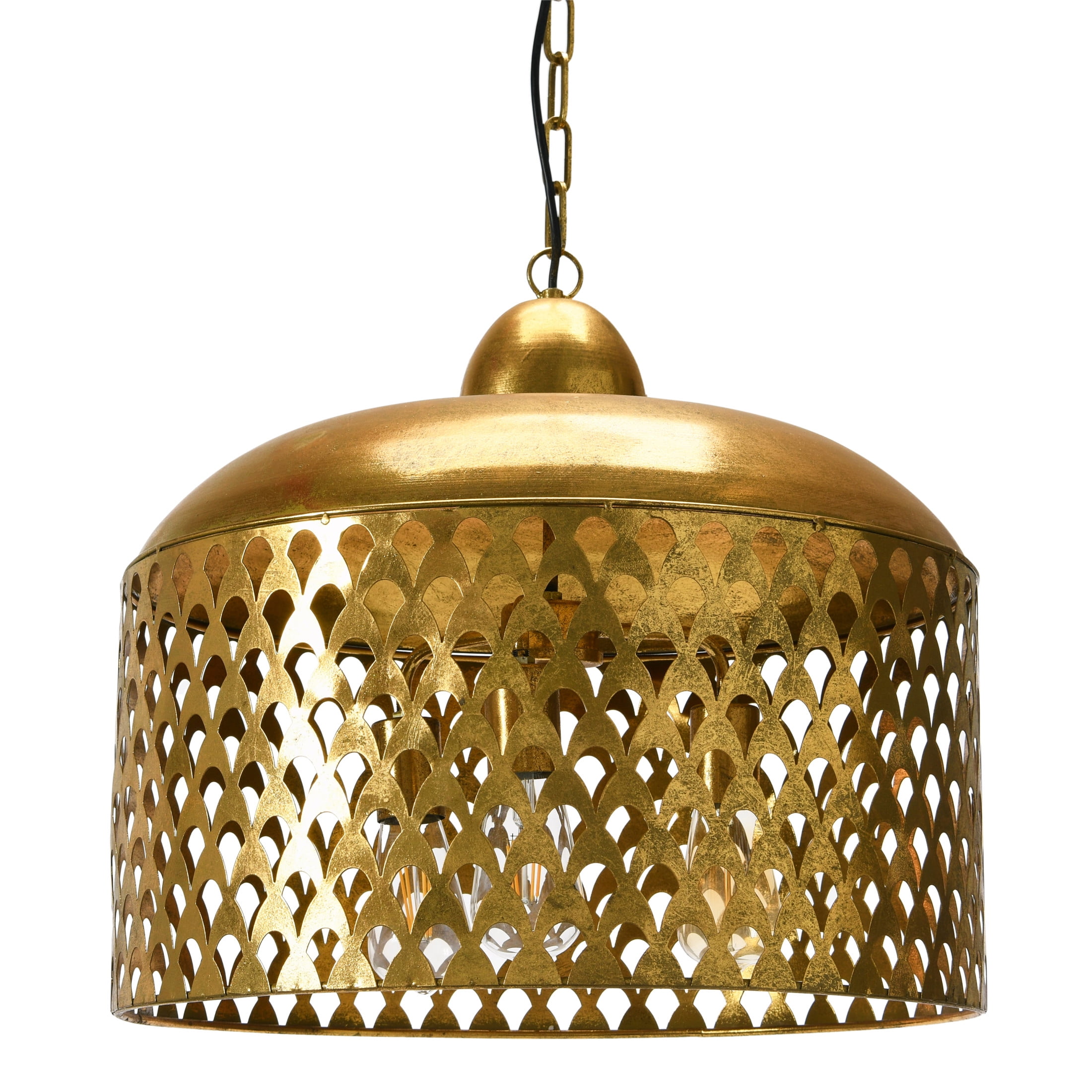 Vintage Gold Metal Pendant Light with Cutout Design