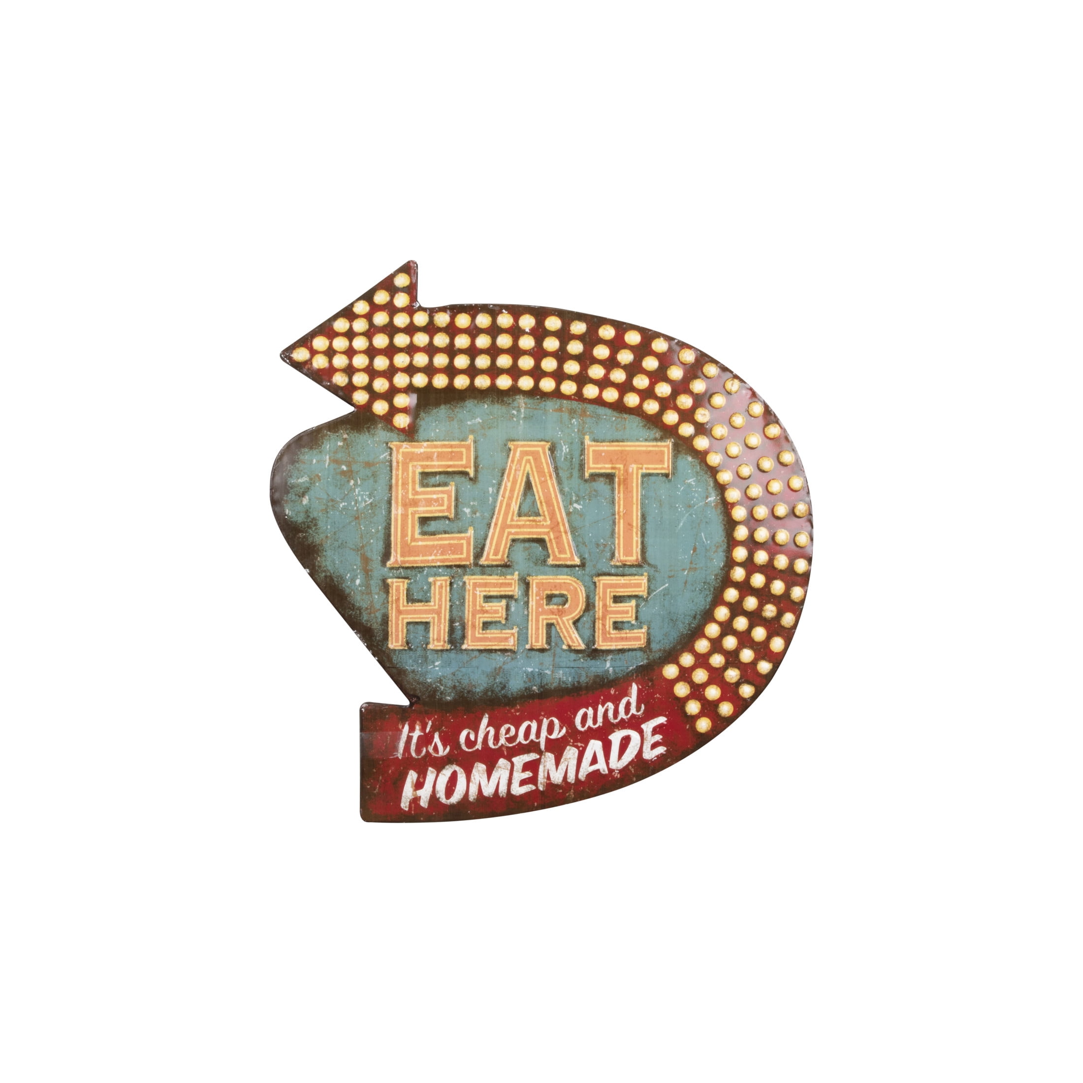 Vintage Multicolor Tin Eat Here Wall Decor Sign