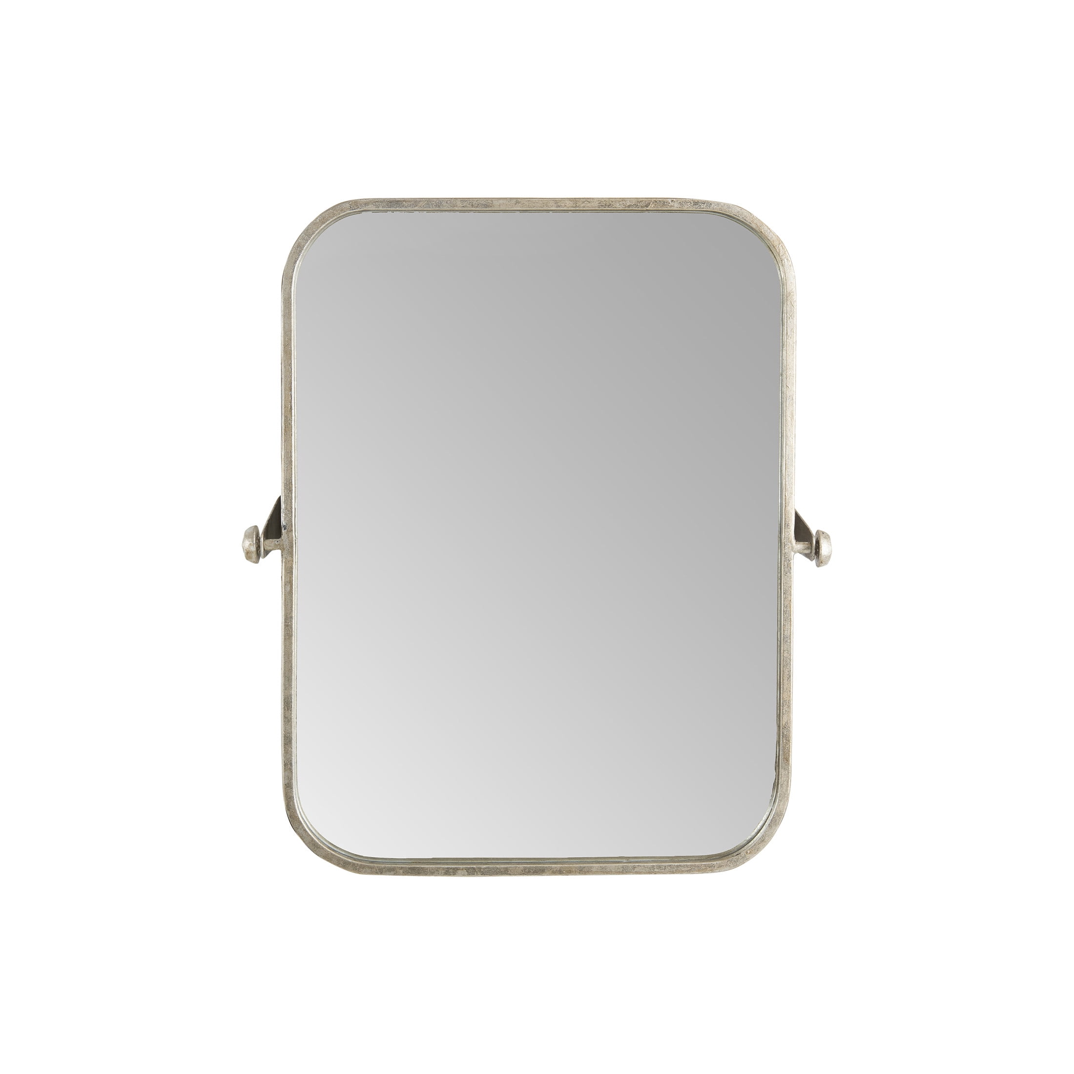 Elegant Rectangular Wood and Metal Pivoting Wall Mirror in Silver and Gold